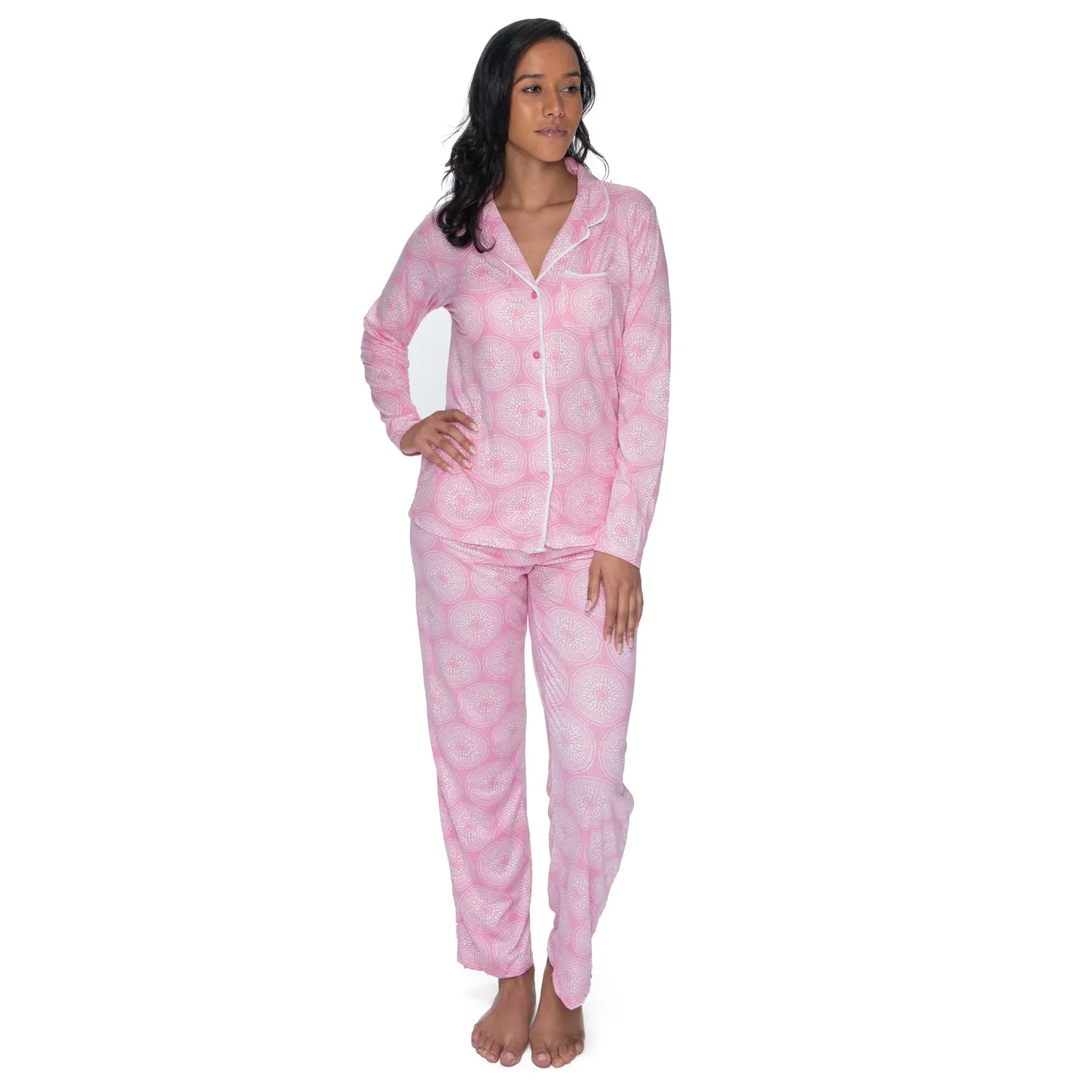 2- Piece Button-down Pajama loungewear Intimate Sleepwear Set