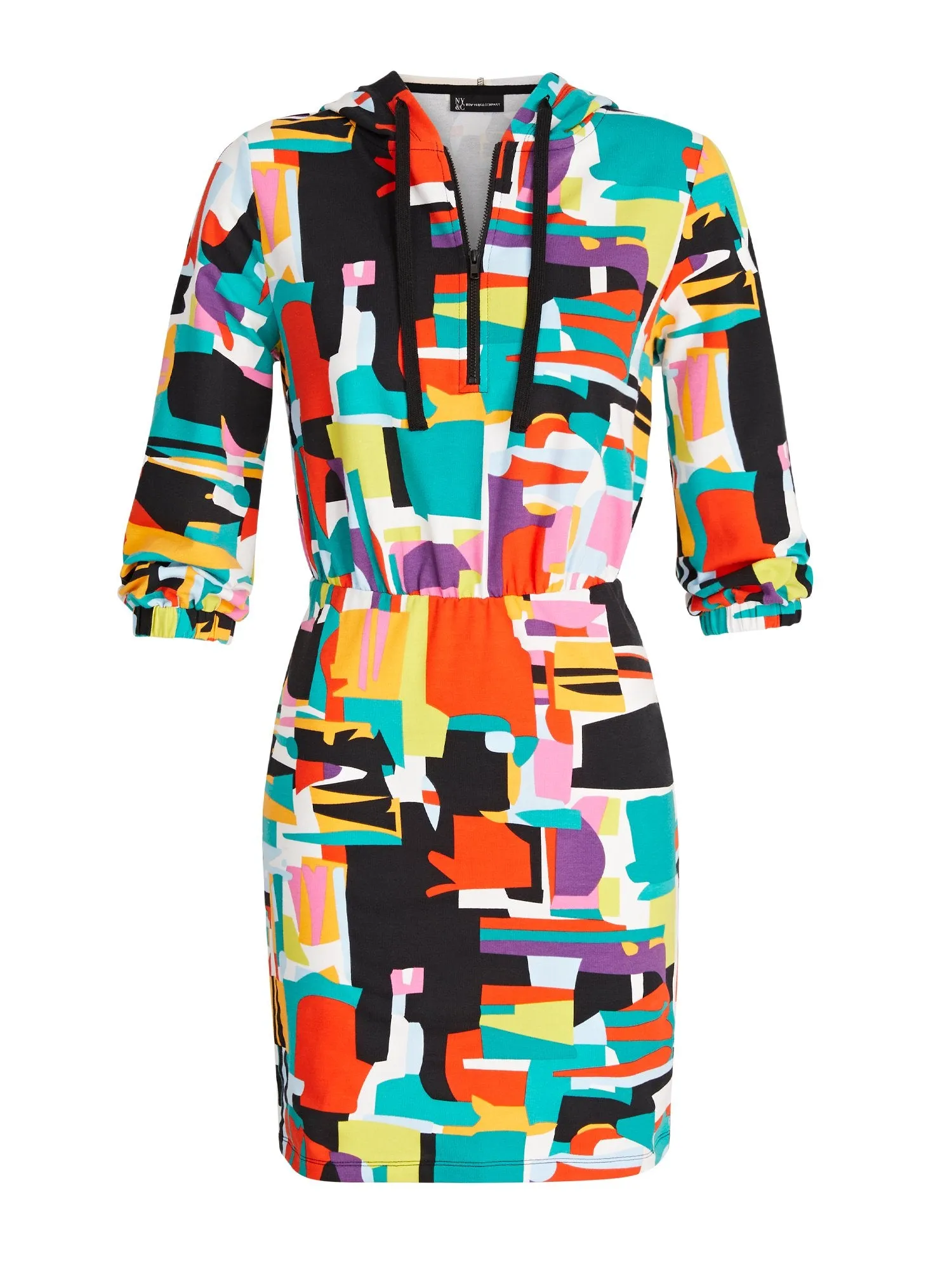 Abstract French Terry Hoodie Sweatshirt Dress - The NY&C Legacy Collection