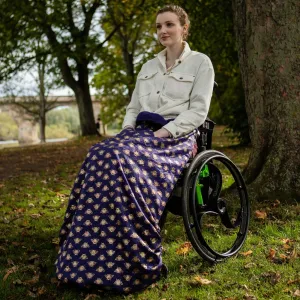 Adult fleece-lined wheelchair cosy - GOLD BEES