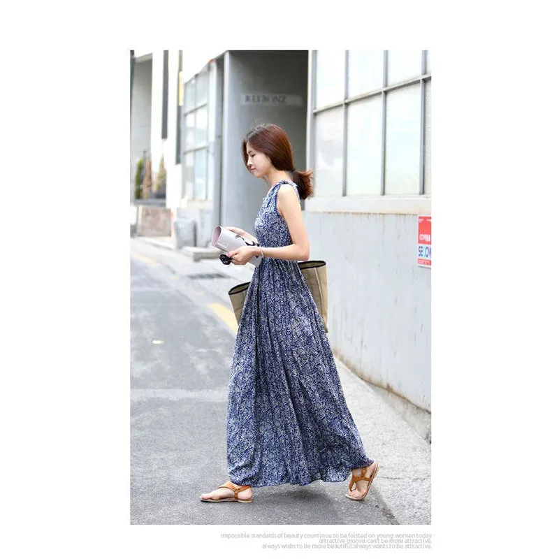 Beach Women Summer Seaside Feminine Korean Student Elegant Slim Look Dress Chiffon Dress