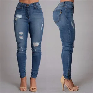 Button Fly Ripped High Waist Boyfriend Jeans