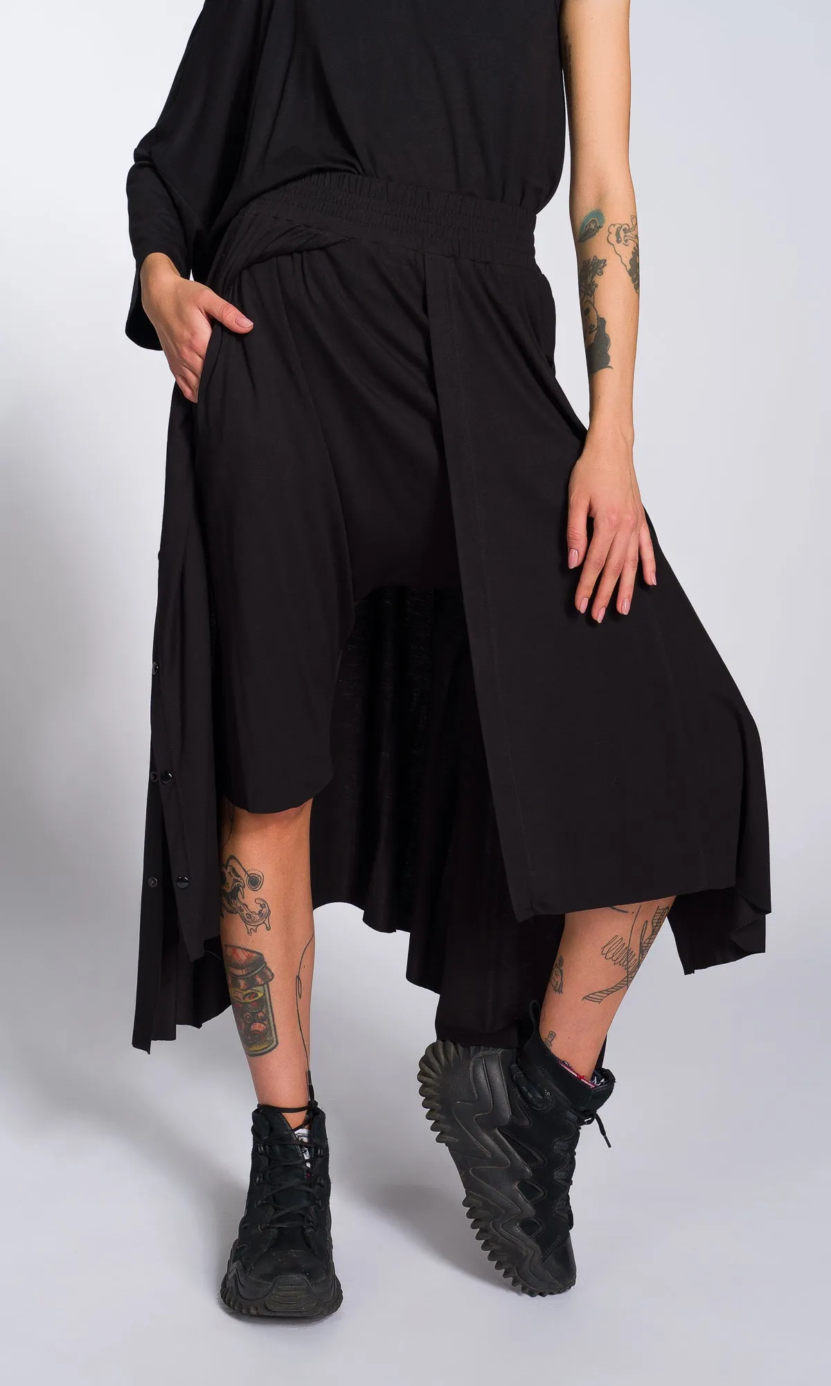 Cape Pants with Side Buttons