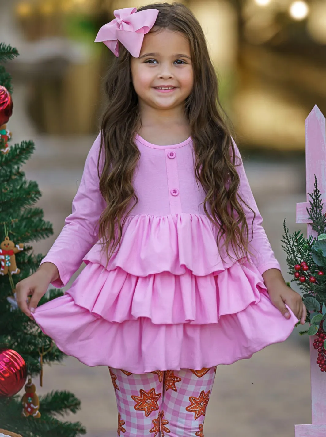 Christmas Cookies Tiered Ruffle Tunic And Legging Set