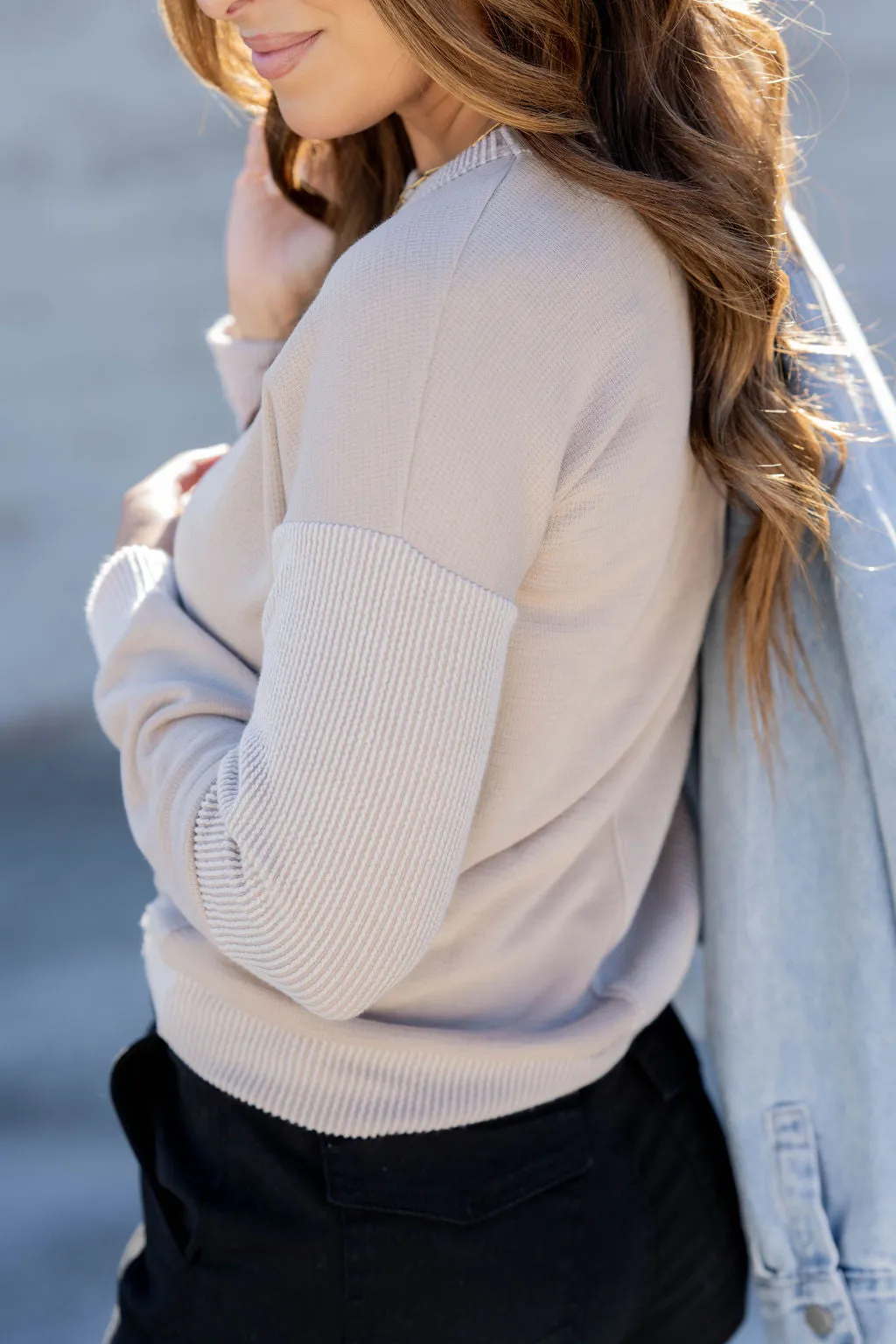 Contrasting Ribs Sweater