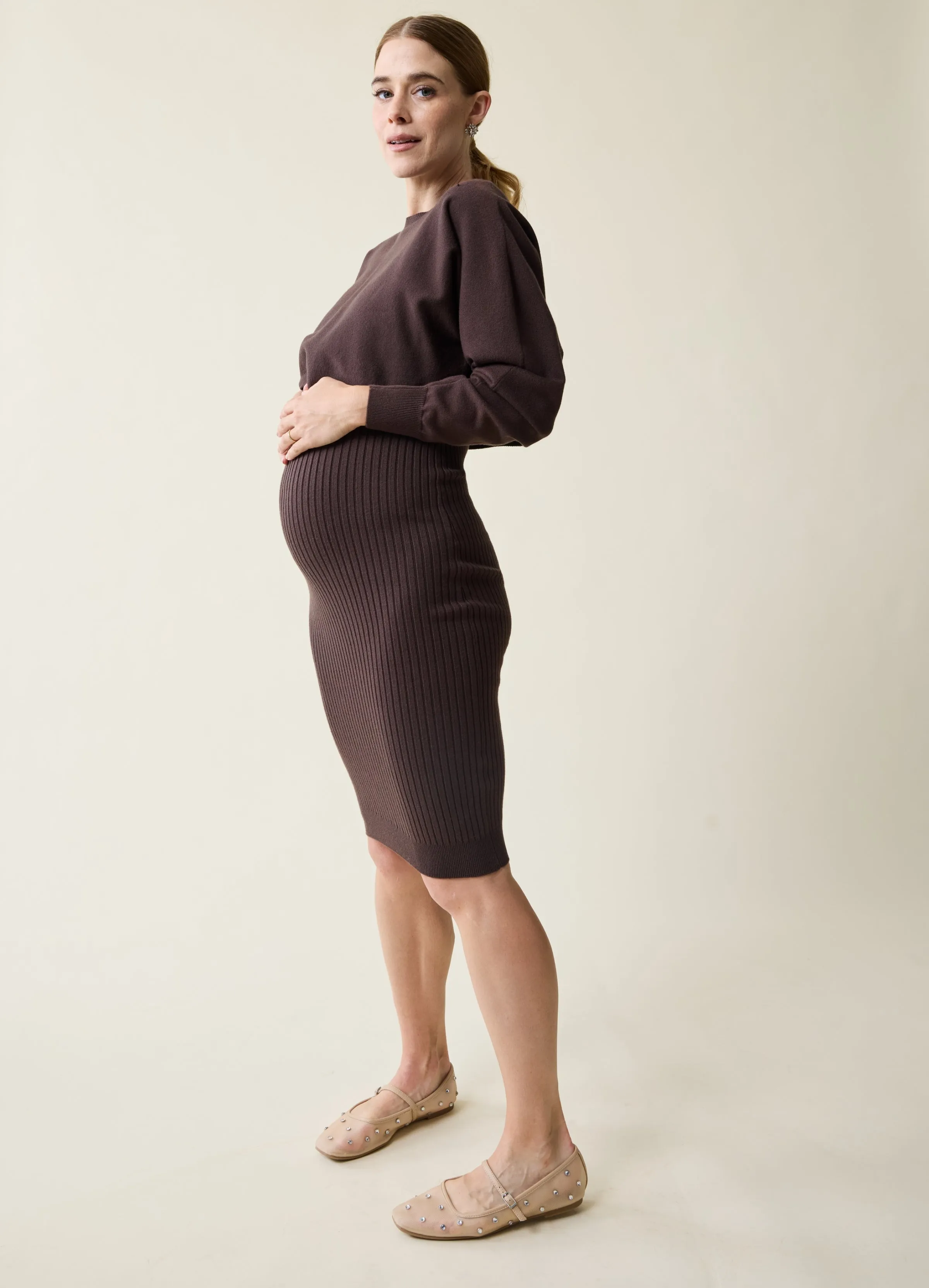 Cozy Dress   Sweater Maternity Set