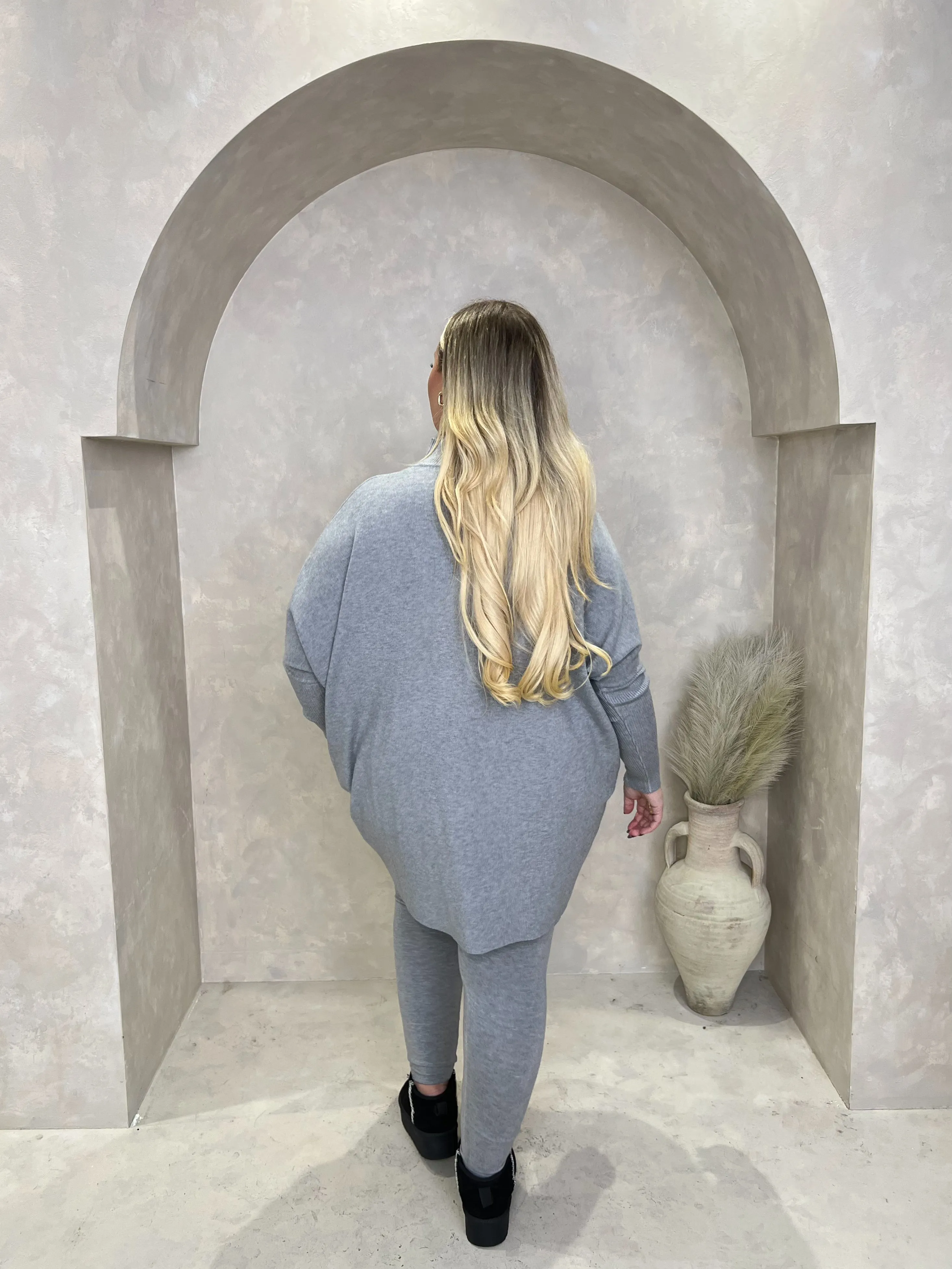 Curve Grey Heart Embellished Oversize lounge set