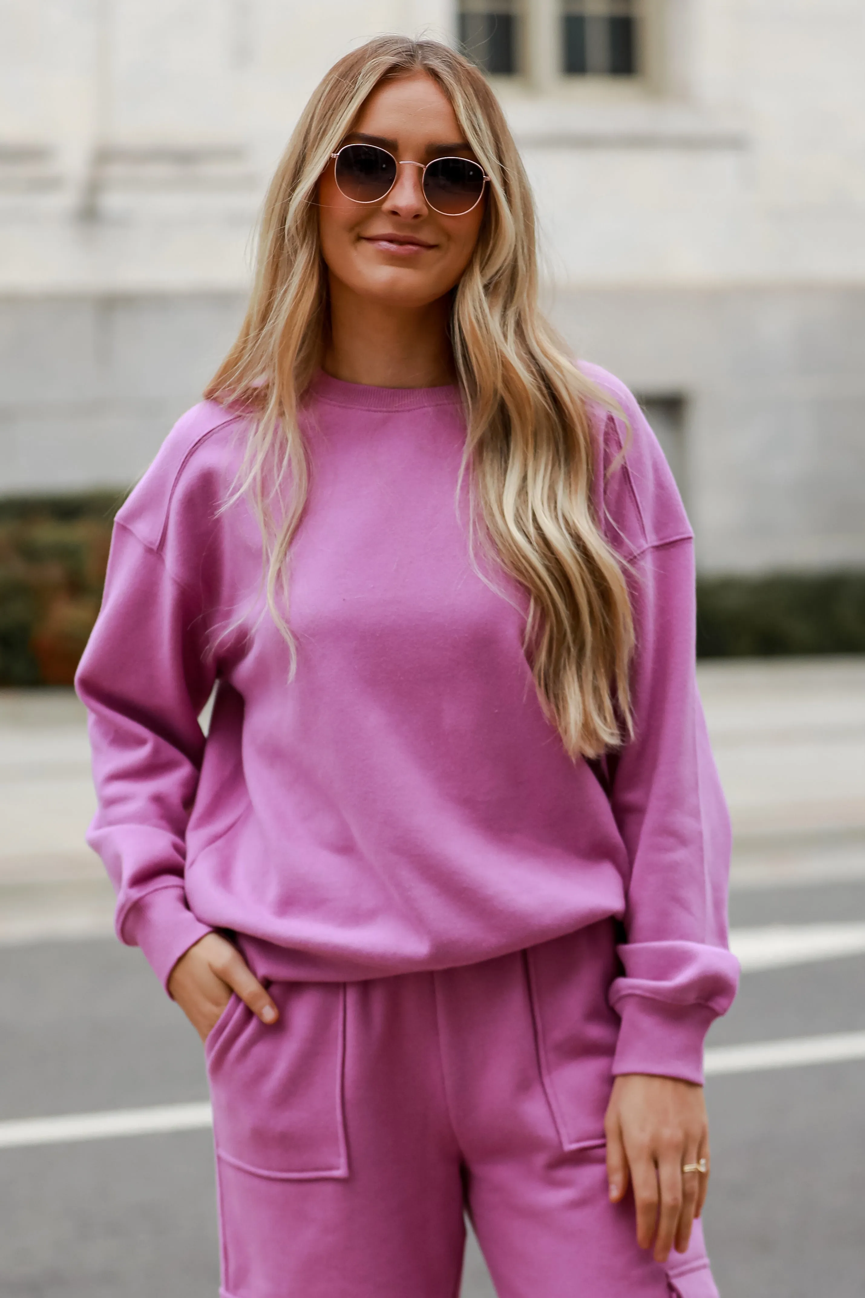 FINAL SALE - Laidback Love Magenta Fleece Pullover - DOORBUSTER