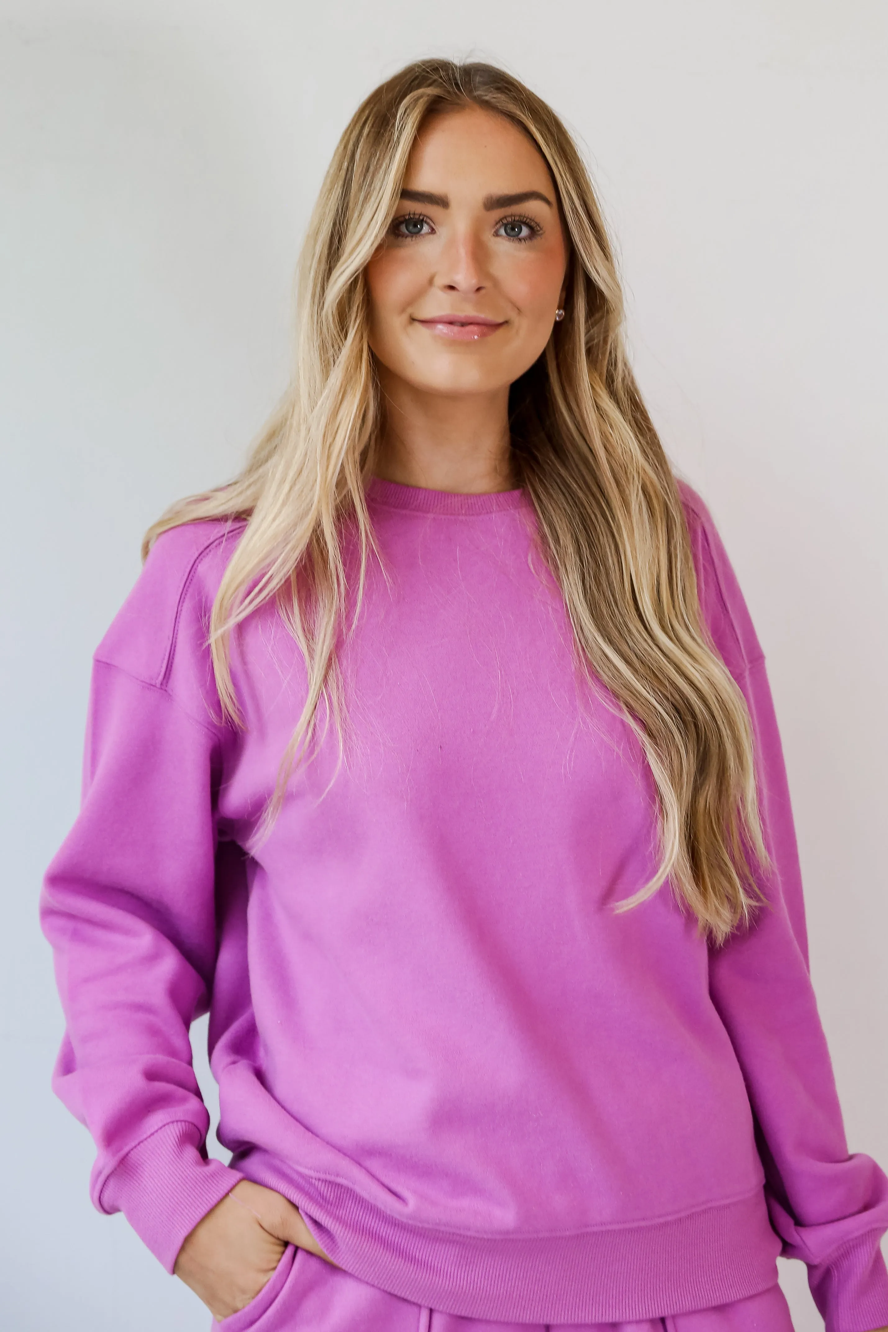 FINAL SALE - Laidback Love Magenta Fleece Pullover - DOORBUSTER