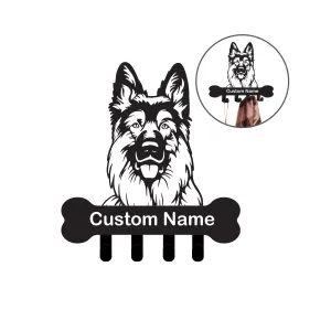 German Shepherd Custom Name Wall Hook for Leash Keys Towel