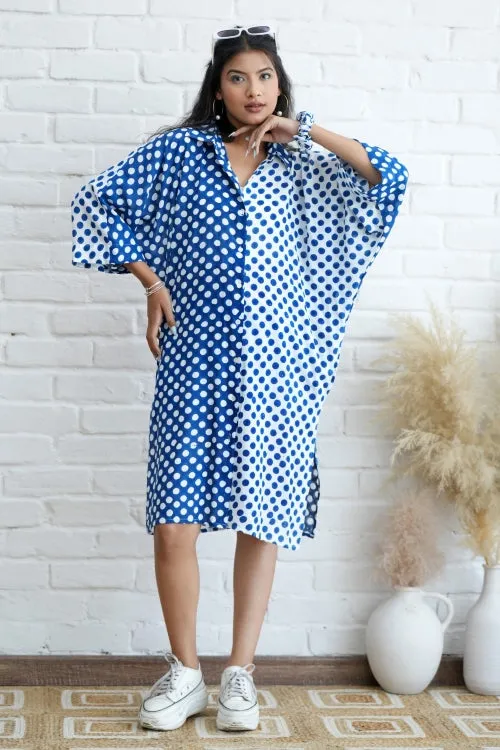 Joyce In Blue Hand Block Printed Oversize Shirt