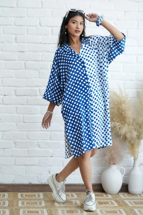 Joyce In Blue Hand Block Printed Oversize Shirt