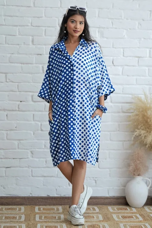 Joyce In Blue Hand Block Printed Oversize Shirt