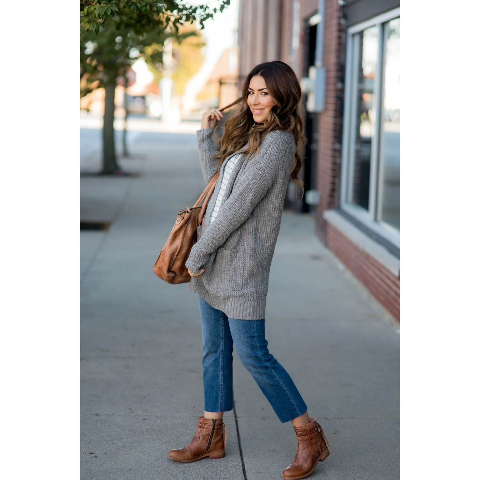 Knit Tunic Pocket Cardigan