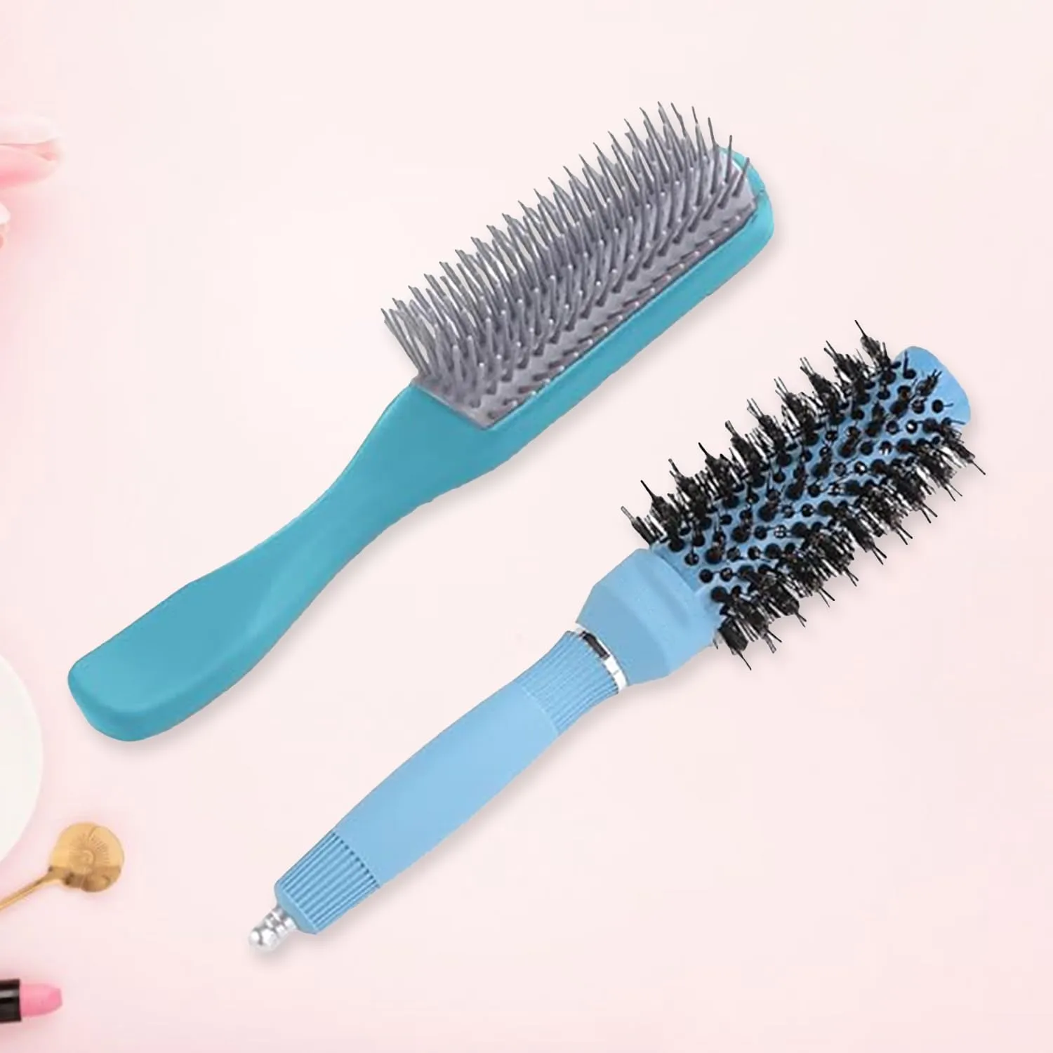 Kuber Industries Hair Brush | Bristles Brush | Hair Brush with Paddle | Sharp Hair Brush for Woman | Suitable For All Hair Types | TGX5232-C19BLE | Ice Blue & Blue