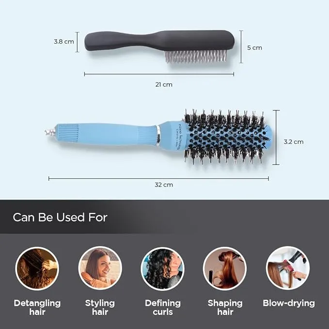 Kuber Industries Hair Brush | Bristles Brush | Hair Brush with Paddle | Sharp Hair Brush for Woman | Suitable For All Hair Types | TGX5232-C19BLE | Ice Blue & Blue