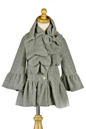 Mack & Co Mozart Fleece Ruffle Coat in Heather Grey