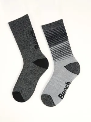 Men's Full Cushion Brushed Thermal Crew Socks (2 Pairs) - Grey