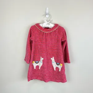 Mini Boden Striped Applique Velour Llama Dress 18-24 Months