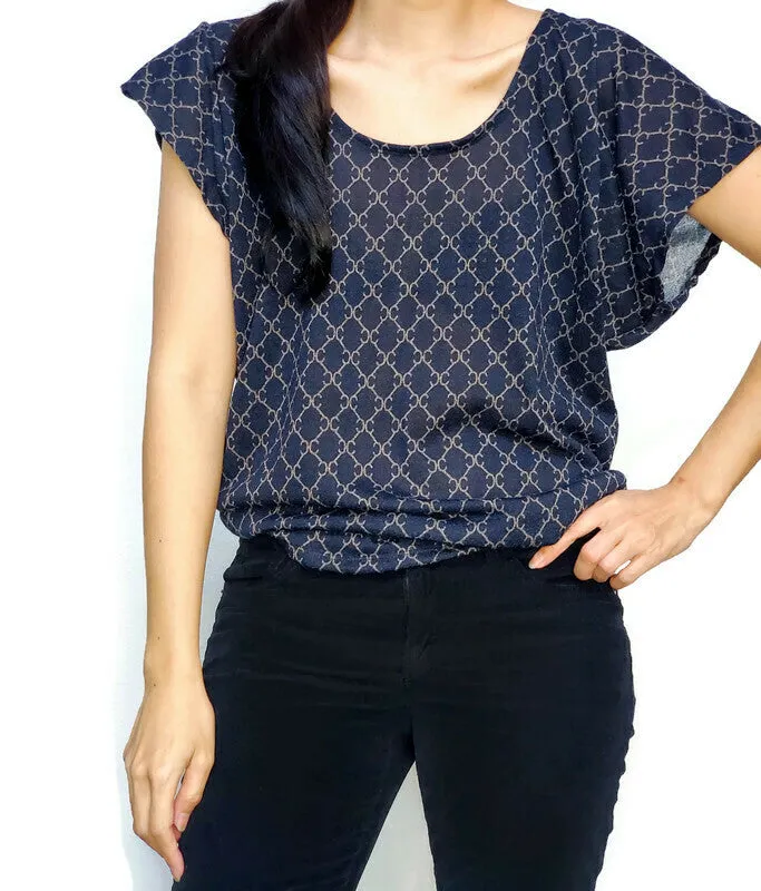 Navy and Beige Dolman Top