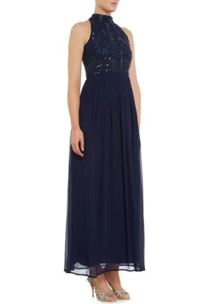 Navy Embellished Maxi Dress