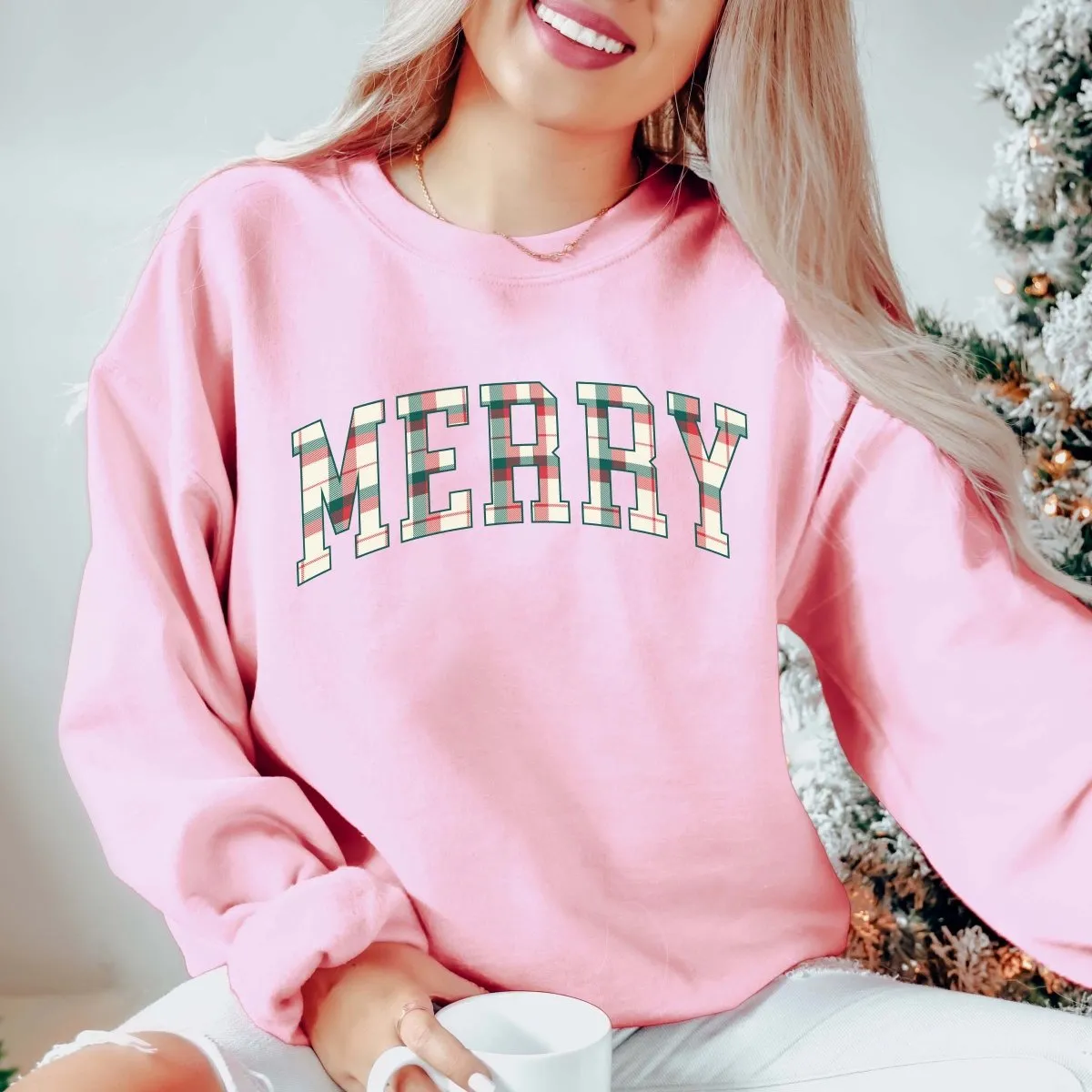 Plaid Merry Wholesale Graphic Sweatshirt - Fast Shipping