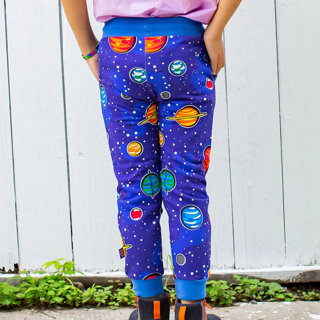 "Solar Flair" Planets Fuzzy Fleece Jogger Pants