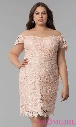 Short Lace Plus-Size Off-Shoulder Party Dress