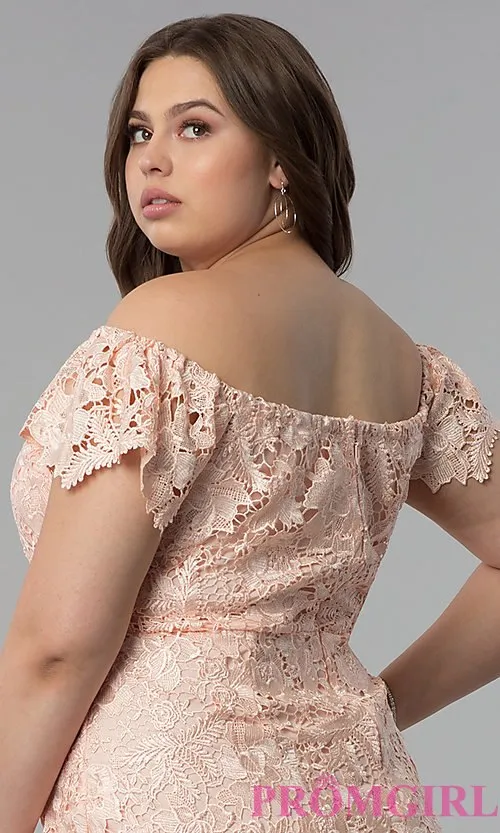 Short Lace Plus-Size Off-Shoulder Party Dress