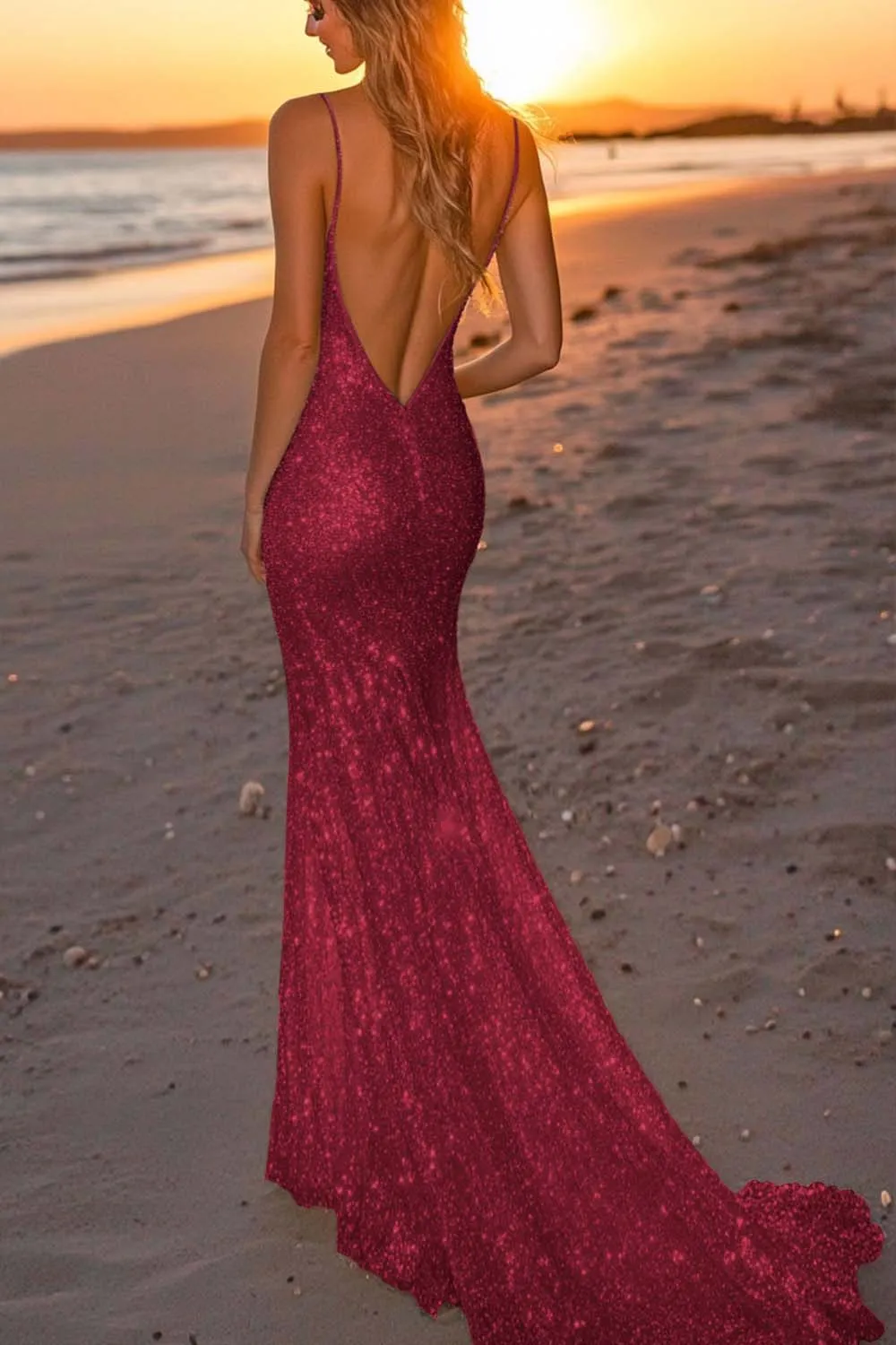 Sparkly Backless Silver Mermaid Formal Dress