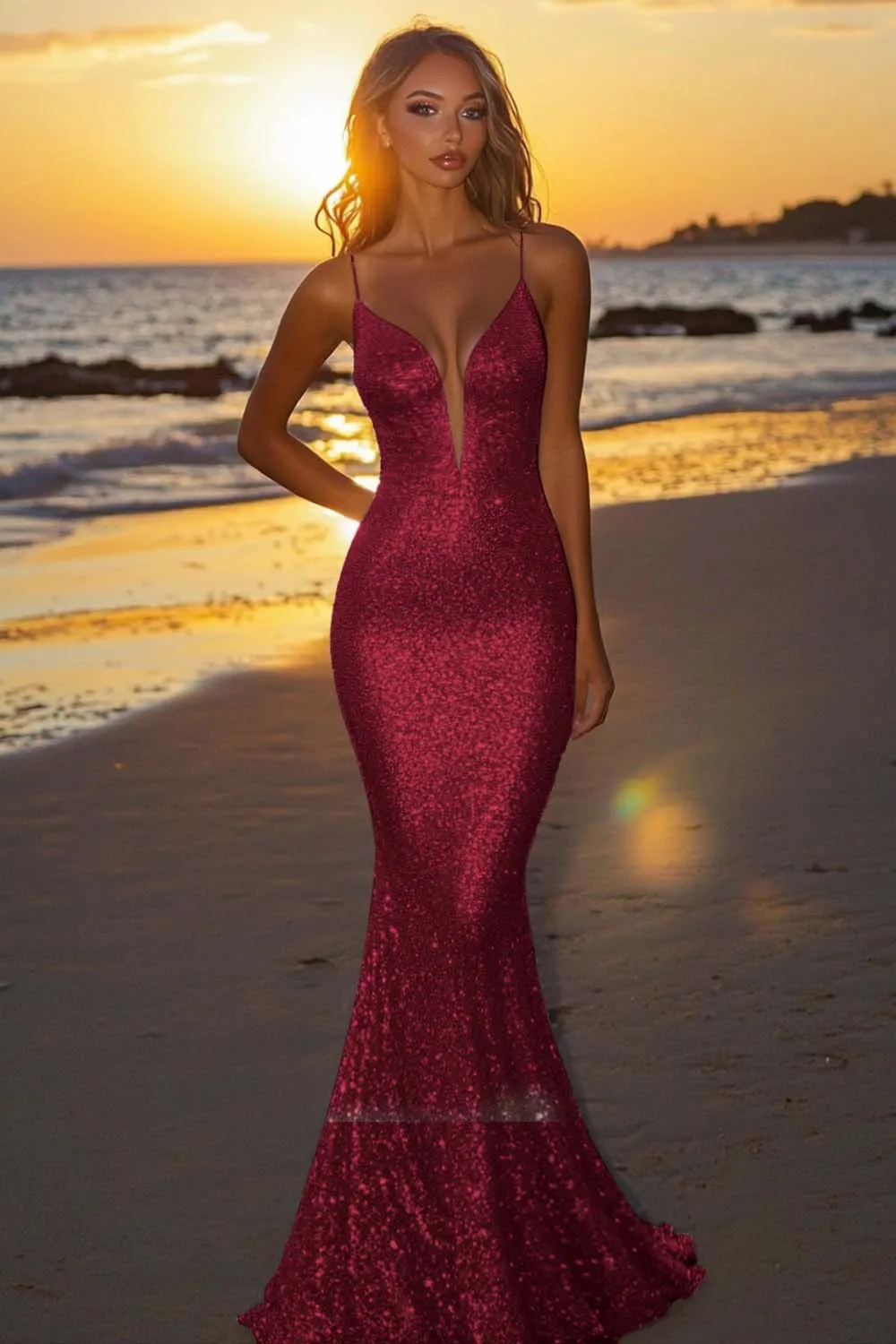 Sparkly Backless Silver Mermaid Formal Dress