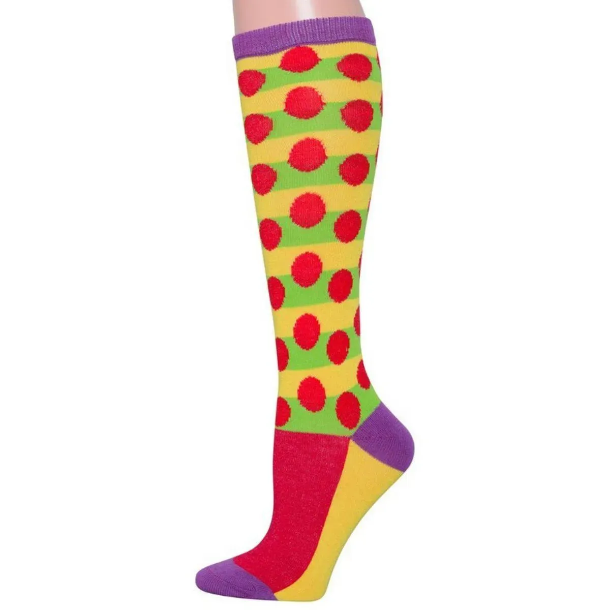 Stand Out with Women's Green Knee High Socks: Rock the Red Polka Dot Trend!