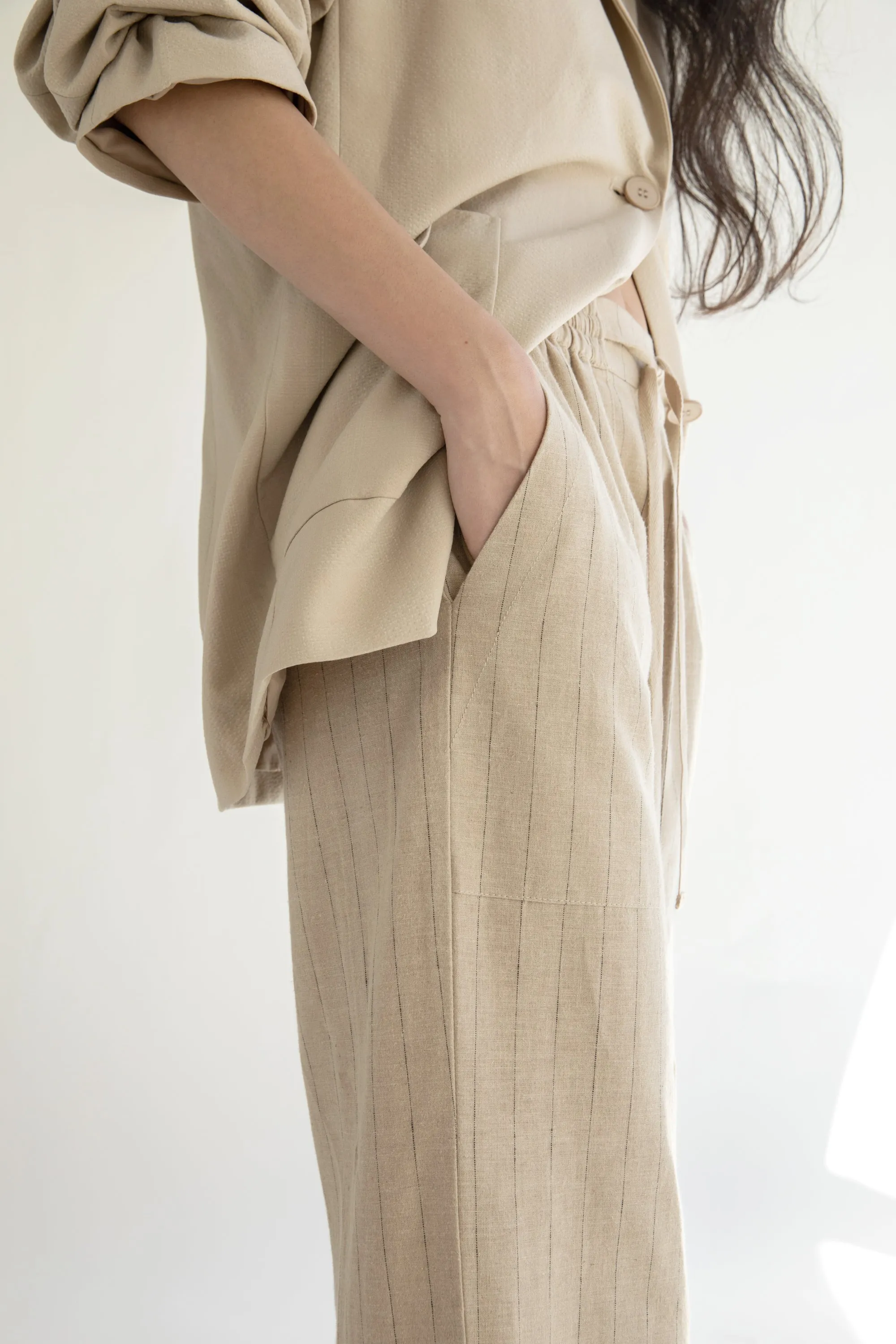 STRIPED LINEN TROUSER