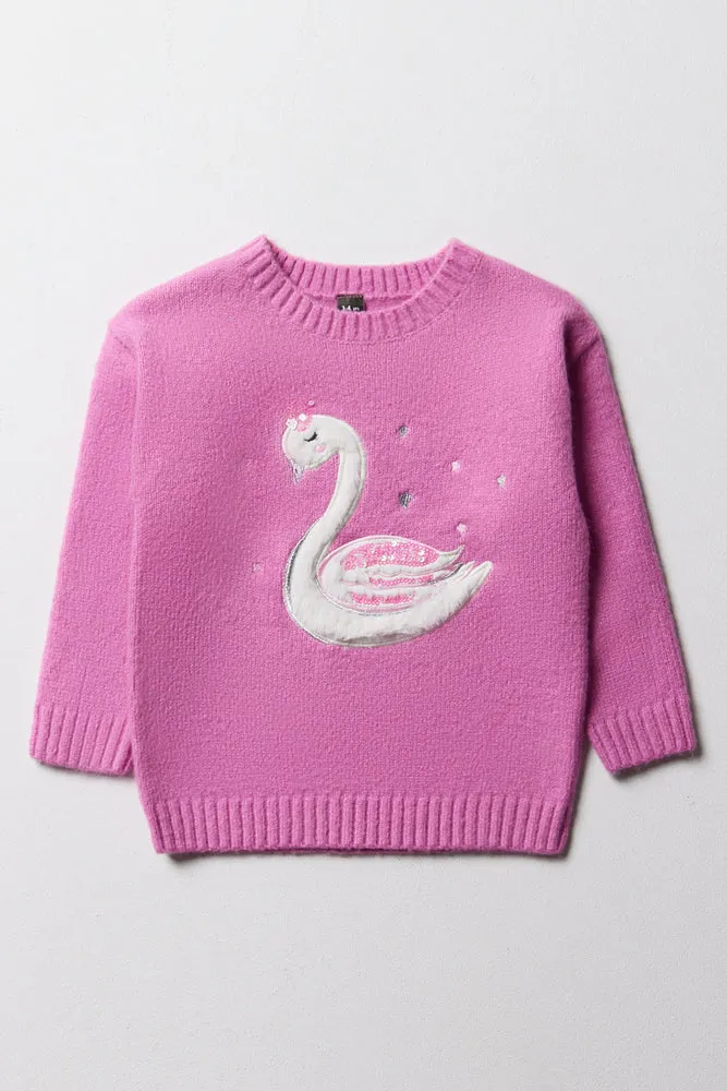 Swan Crew Neck Jersey Pink