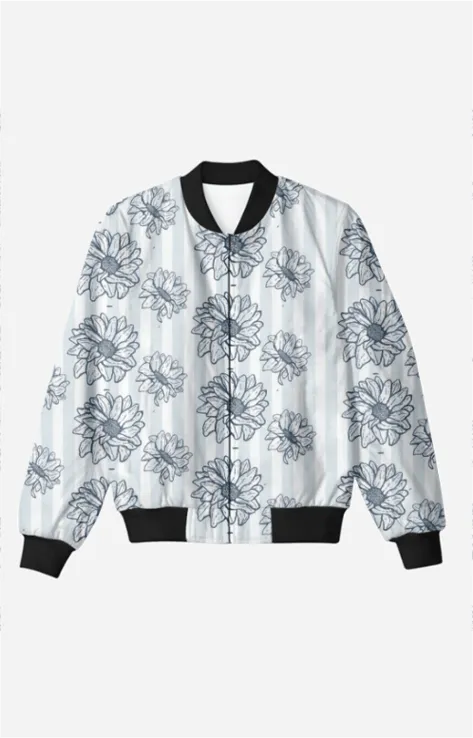 The French Florals - Unisex Printed Bomber Jacket with Pockets