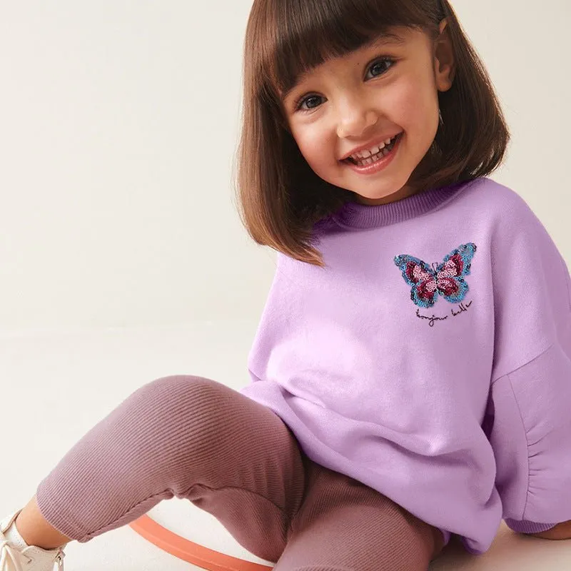 Toddler/Kid Girl's Beautiful Butterfly Print Design Sweatshirt with Leggings Set