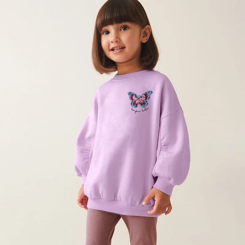 Toddler/Kid Girl's Beautiful Butterfly Print Design Sweatshirt with Leggings Set