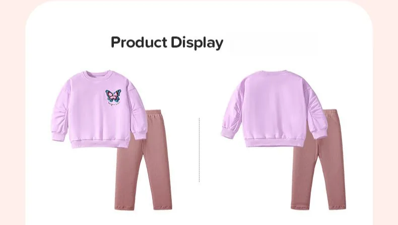 Toddler/Kid Girl's Beautiful Butterfly Print Design Sweatshirt with Leggings Set