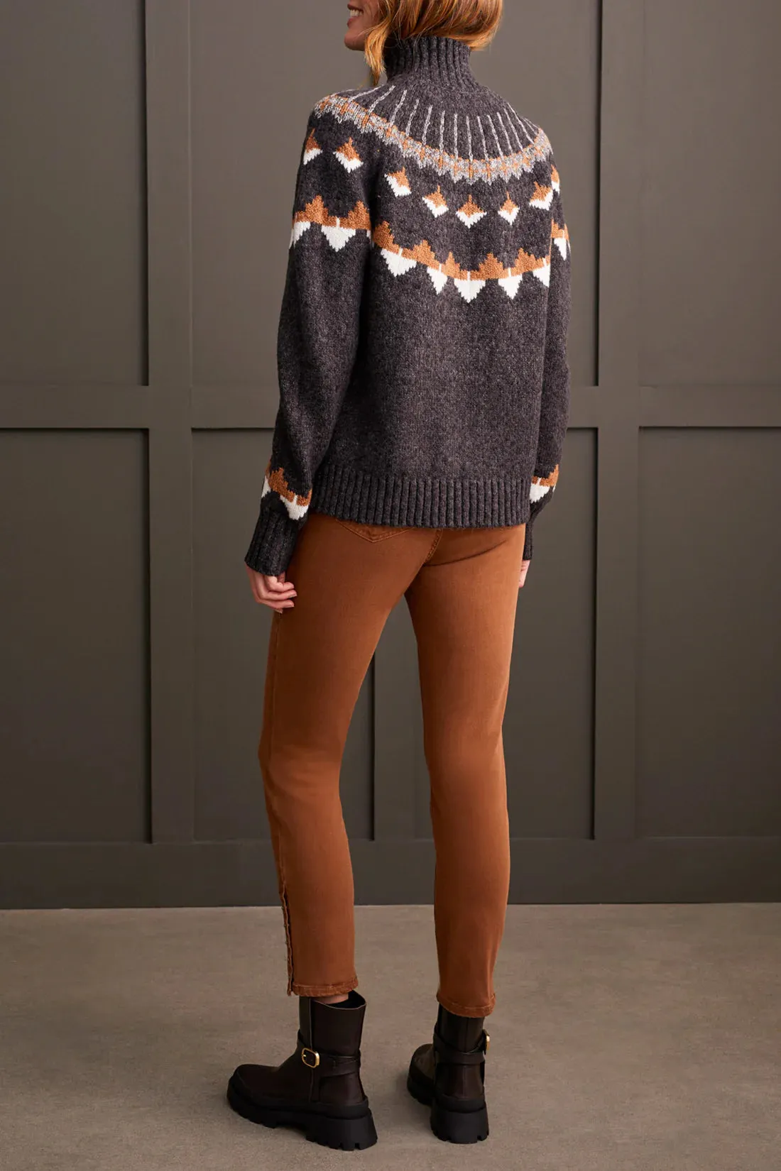 Tribal Mock Neck Intarsia Sweater - 18800-3808-0933