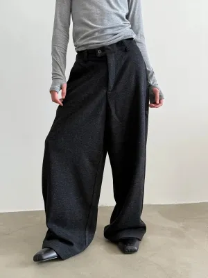 Wide-Leg Wool Blend Relaxed Pants